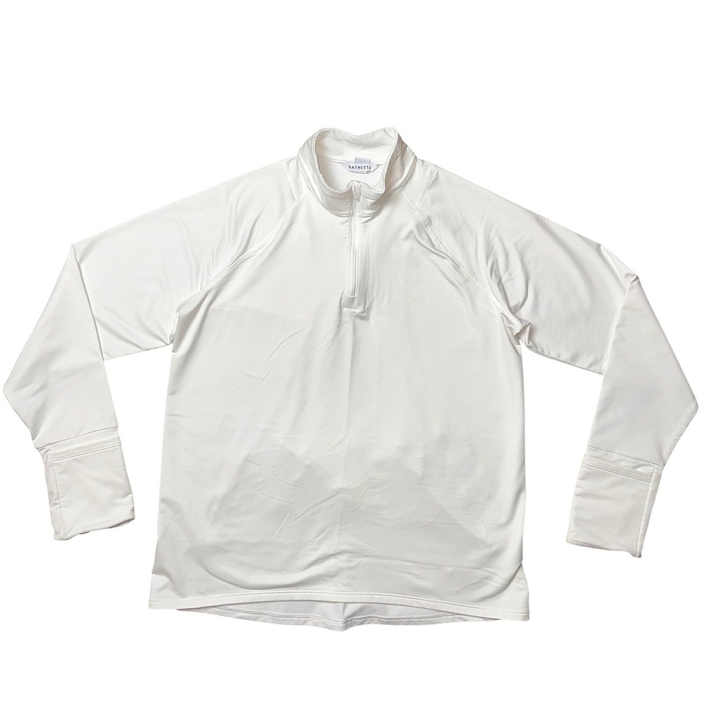 Athleta Momentum Half Zip Pullover White Long Sleeve Thumbhole Top 794971 Large